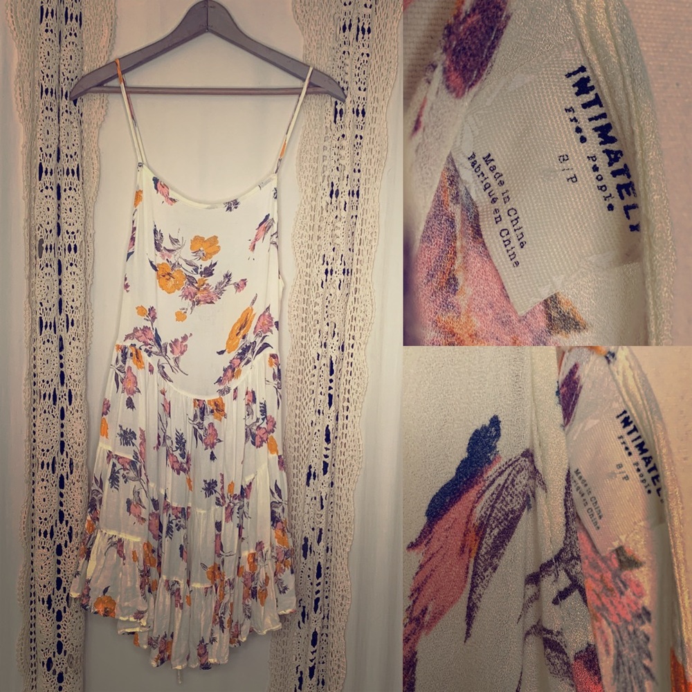 Free People White Floral Dress - S